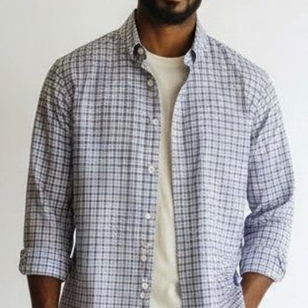 Peter Millar Regent Fit Long Sleeve Button Down Dress Shirt  Plaid Check